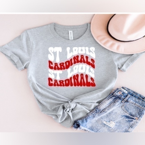 Bella Canvas Tops - St Louis Cardinals Wavy Tee